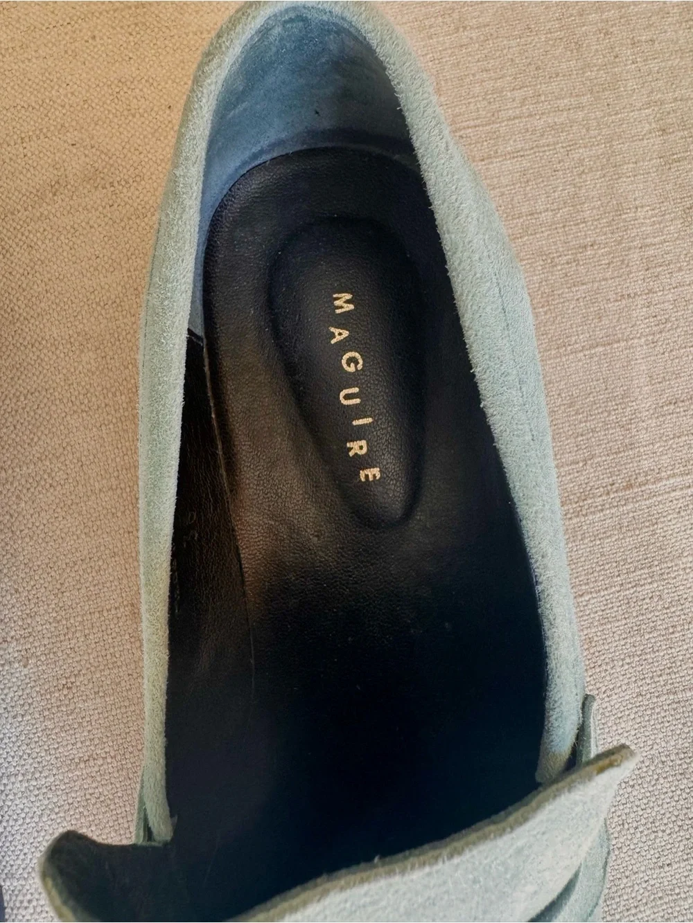 Maguire Sintra Powder Blue Suede Lug Sole Penny Loafers EU 38 Made in Portugal